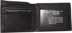 Men's Leather Wallet. Black leather men's Bifold wallet, Zip change pocket #y28z - Image 9