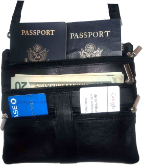 Men's Leather all purpose hand bag waist bag belt bag waist pouch 5 zip pockets