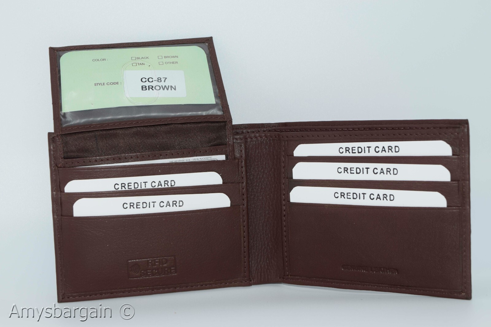 Men's RFID brown wallet bifold genuine leather protect IDs credit cards in box. - Image 11