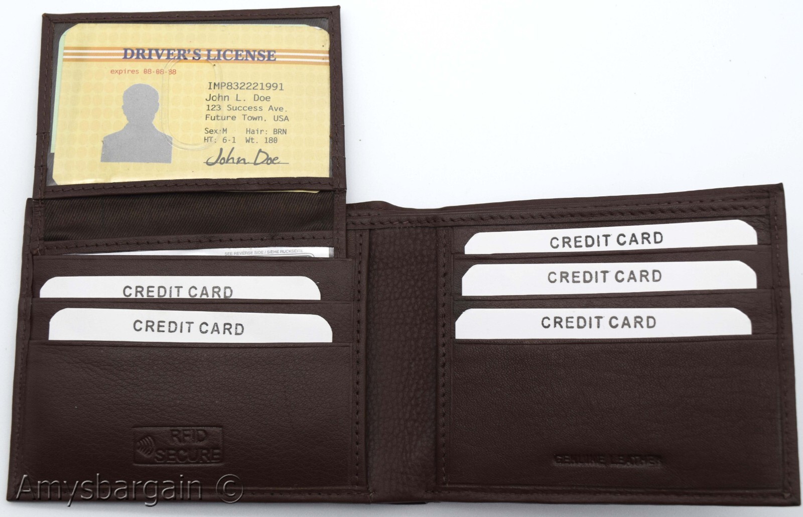 Men's RFID brown wallet bifold genuine leather protect IDs credit cards in box. - Image 12