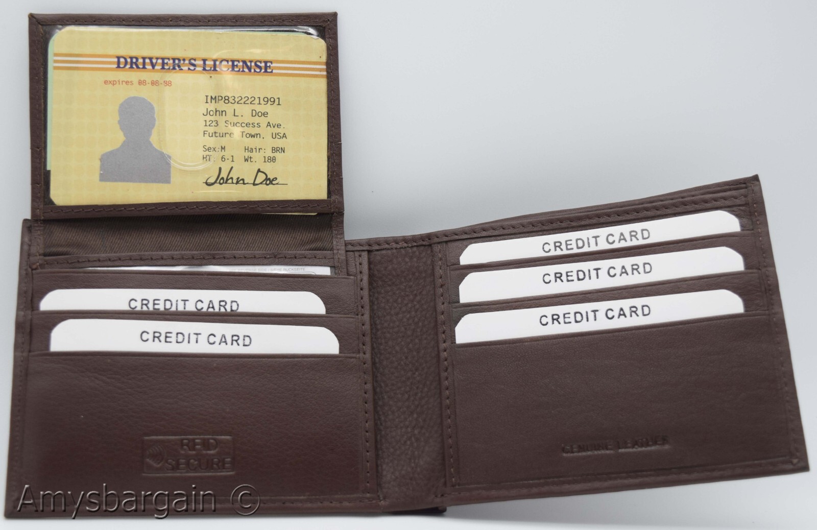 Men's RFID brown wallet bifold genuine leather protect IDs credit cards in box. - Image 13