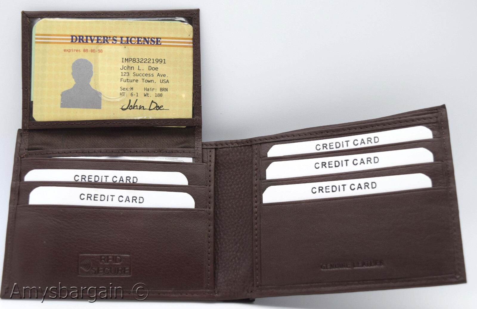 Men's RFID brown wallet bifold genuine leather protect IDs credit cards in box. - Image 14
