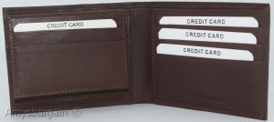 Men's RFID brown wallet bifold genuine leather protect IDs credit cards in box. - Image 3