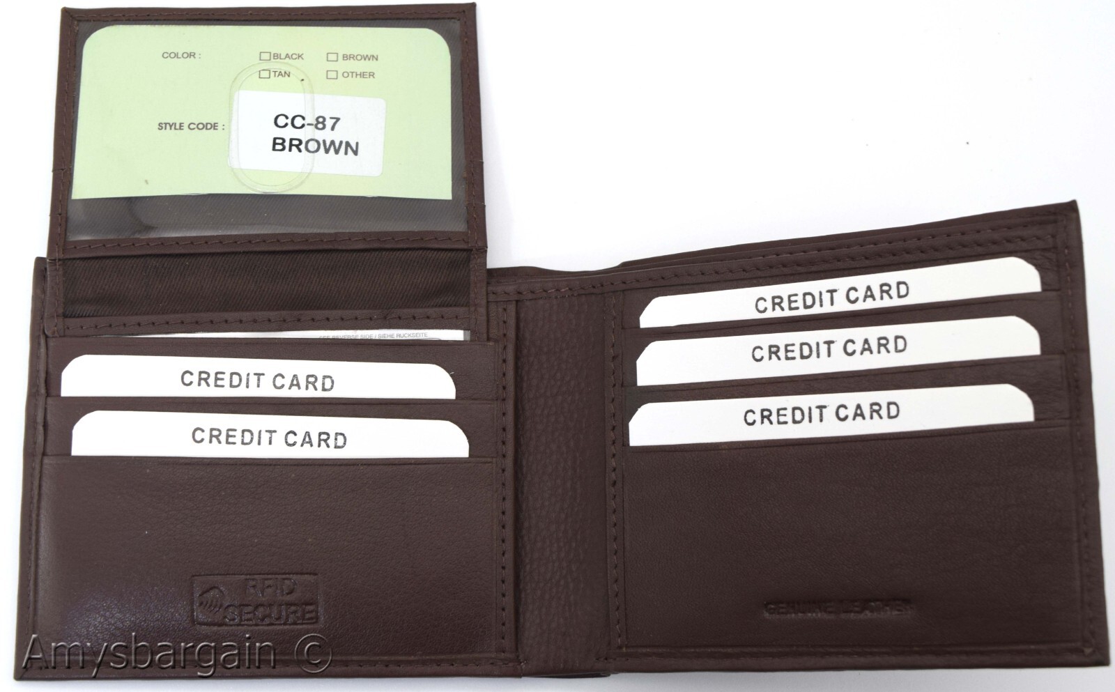 Men's RFID brown wallet bifold genuine leather protect IDs credit cards in box. - Image 4
