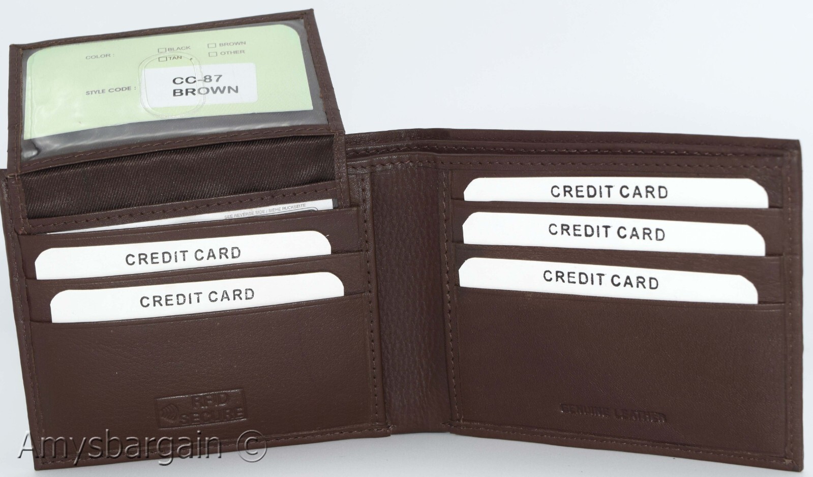 Men's RFID brown wallet bifold genuine leather protect IDs credit cards in box. - Image 6