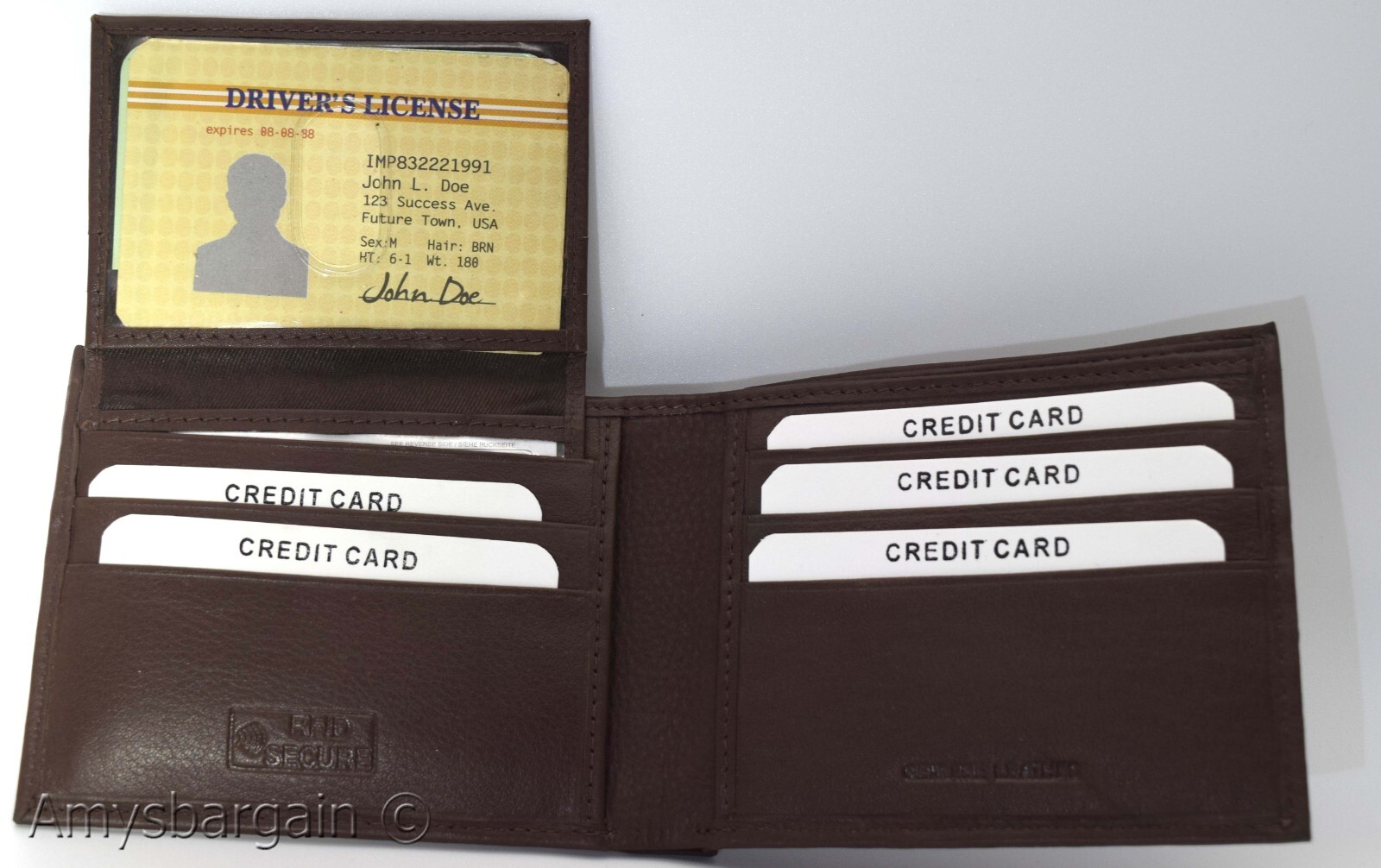 Men's RFID brown wallet bifold genuine leather protect IDs credit cards in box. - Image 7
