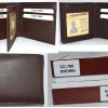 Men's RFID brown wallet bifold genuine leather protect IDs credit cards in box.