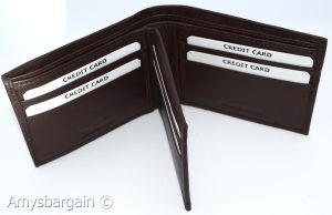 Men's RFID brown wallet bifold genuine leather protect IDs credit cards in box. - Image 13