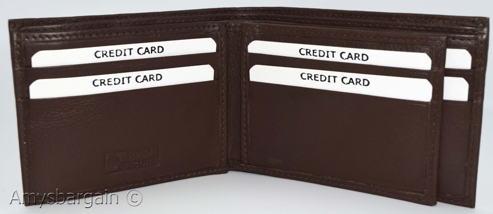 Men's RFID brown wallet bifold genuine leather protect IDs credit cards in box. - Image 9