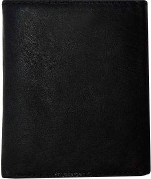 Men's Wallet Center piece Trifold Men's 1 ID 9 card 2 bill slots black wallet BN - Image 12