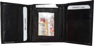 Men's Wallet Center piece Trifold Men's 1 ID 9 card 2 bill slots black wallet BN - Image 13