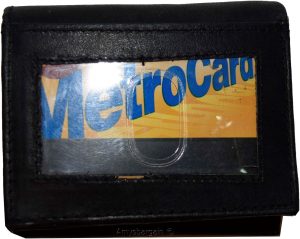 Men's Wallet Center piece Trifold Men's 1 ID 9 card 2 bill slots black wallet BN - Image 6