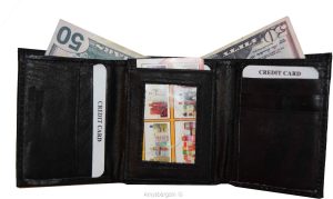 Men's Wallet Center piece Trifold Men's 1 ID 9 card 2 bill slots black wallet BN - Image 10