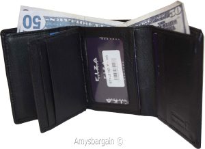 Men’s Wallet Trifold wallet 9 Cards Billold FIZA NY Black Leather wallet in Box - Image 4