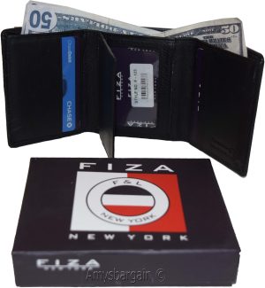 Men’s Wallet Trifold wallet 9 Cards Billold FIZA NY Black Leather wallet in Box - Image 7