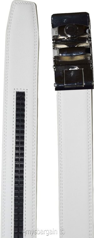 Men's White Leather Dress Belt, Auto Lock belt, Men's belt, New Quick lock belt - Image 8