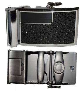 Men’s belt Buckle. Automatic sliding buckle Black and Silver Belt buckle only #7