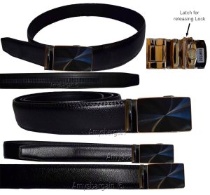 Men's belt. Leather Dress Belt Automatic lock Click Comfort New Buckle UP to 50"