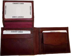 Men's bi-fold Leather Wallet 7 credit debit card ID Change purse 2 bill pockets - Image 11