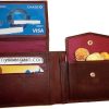 Men's bi-fold Leather Wallet 7 credit debit card ID Change purse 2 bill pockets