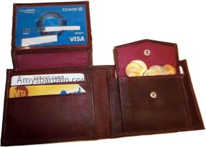 Men's bi-fold Leather Wallet 7 credit debit card ID Change purse 2 bill pockets - Image 4