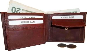 Men's bi-fold Leather Wallet 7 credit debit card ID Change purse 2 bill pockets - Image 5