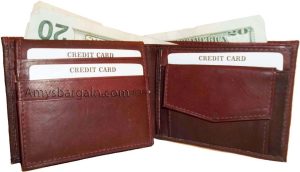 Men's bi-fold Leather Wallet 7 credit debit card ID Change purse 2 bill pockets - Image 8