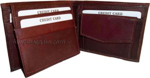 Men's bi-fold Leather Wallet 7 credit debit card ID Change purse 2 bill pockets - Image 10
