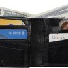Men's bifold wallet genuine leather 8 Credit card 2 zip pocket 2 Bill pockets