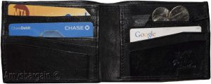 Men's bifold wallet genuine leather 8 Credit card 2 zip pocket 2 Bill pockets - Image 4
