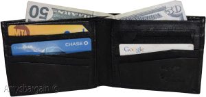 Men's bifold wallet genuine leather 8 Credit card 2 zip pocket 2 Bill pockets - Image 9
