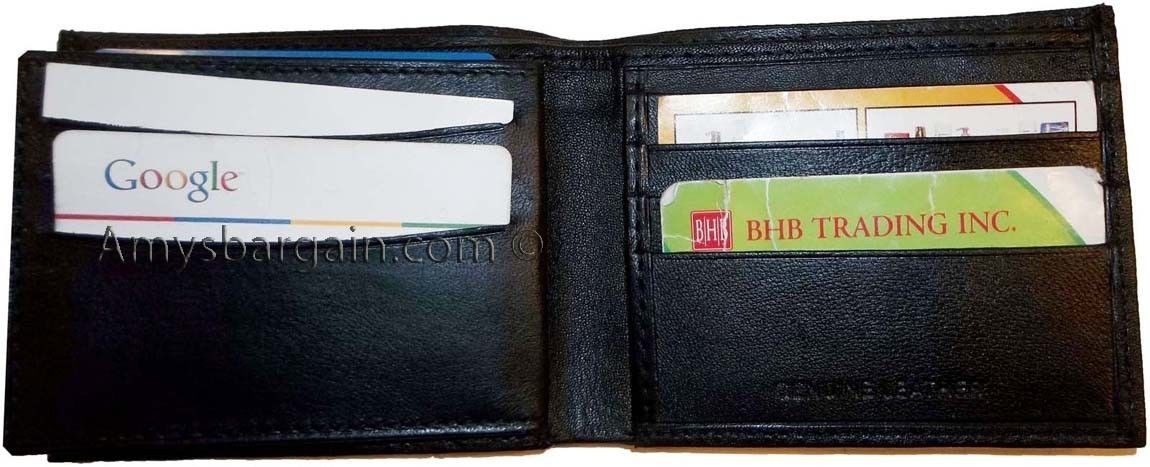 Men's leather 12 card bi-fold wallet 2 bill slot 1 id unbranded new black wallet - Image 5