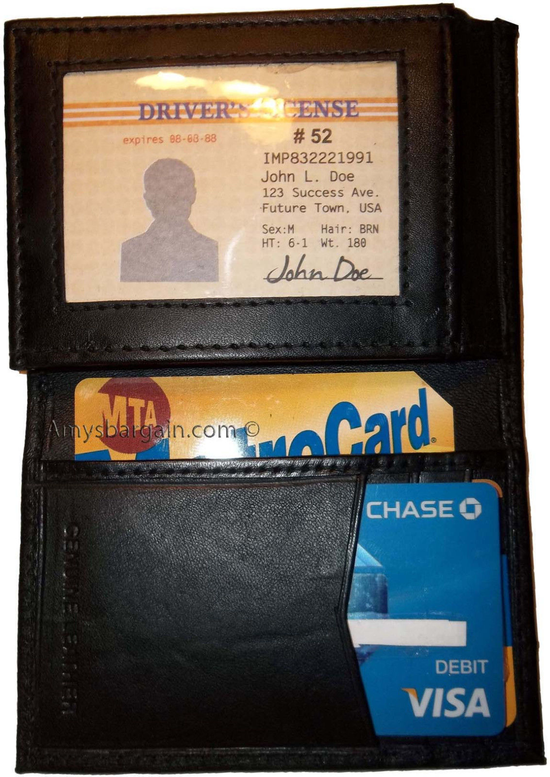 Men's trifold Leather wallet 7 card spaces ID Window real leather Bilfold - Image 11