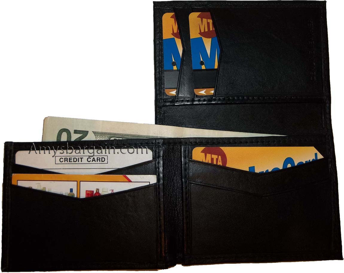 Men's trifold Leather wallet 7 card spaces ID Window real leather Bilfold - Image 4