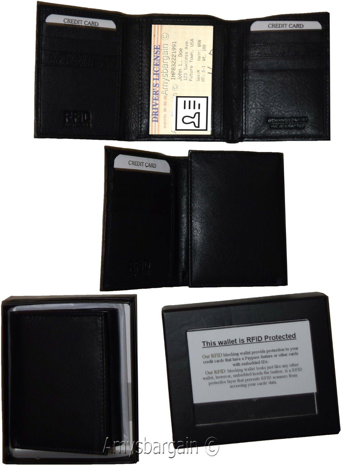 Men's wallet RFID genuine leather wallet trifold wallet credit card new in box - Image 7
