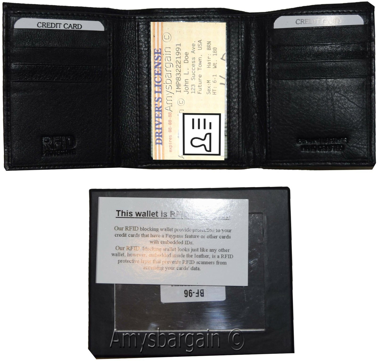 Men's wallet RFID genuine leather wallet trifold wallet credit card new in box