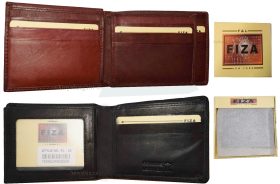 Men's wallet genuine Leather Bifold Black wallet 2 bill slots 9 Cred case In Box