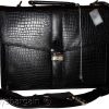 New Crocodile Skin Printed Leather Briefcase Black Business case Attaché sac bag