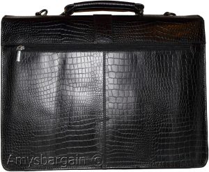 New Crocodile Skin Printed Leather Briefcase Black Business case Attaché sac bag - Image 12