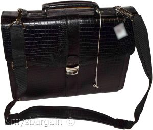 New Crocodile Skin Printed Leather Briefcase Black Business case Attaché sac bag - Image 13