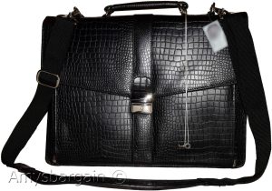 New Crocodile Skin Printed Leather Briefcase Black Business case Attaché sac bag - Image 14