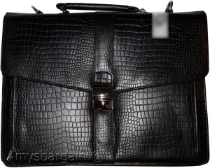 New Crocodile Skin Printed Leather Briefcase Black Business case Attaché sac bag - Image 3