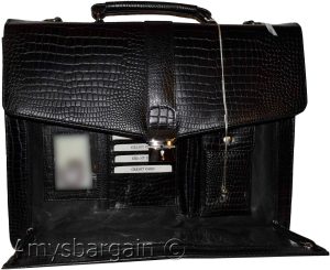 New Crocodile Skin Printed Leather Briefcase Black Business case Attaché sac bag - Image 4