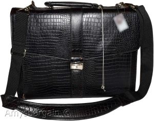 New Crocodile Skin Printed Leather Briefcase Black Business case Attaché sac bag - Image 6