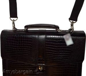 New Crocodile Skin Printed Leather Briefcase Black Business case Attaché sac bag - Image 7