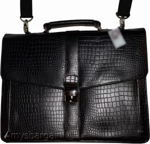 New Crocodile Skin Printed Leather Briefcase Black Business case Attaché sac bag - Image 8