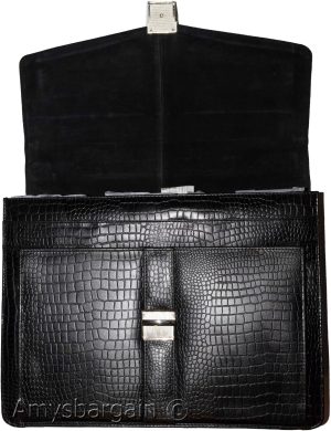 New Crocodile Skin Printed Leather Briefcase Black Business case Attaché sac bag - Image 9