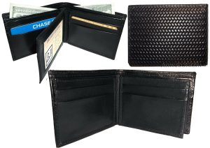 New Italian styled Woven printed leather man's bi-fold wallet 9 Credit card+ID - Image 3