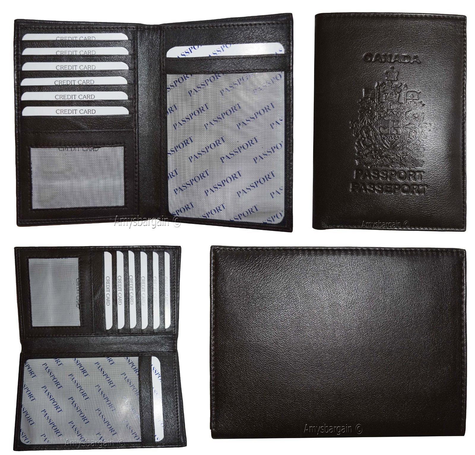 New Lamb skin Canadian Leather passport case wallet credit card case ID holder *