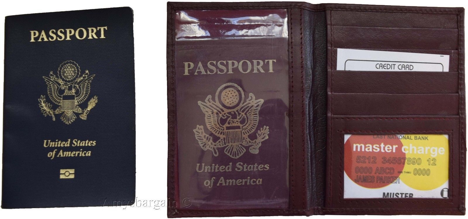 New Lamb skin USA Leather passport cover, wallet credit card case ID holder NWT - Image 3